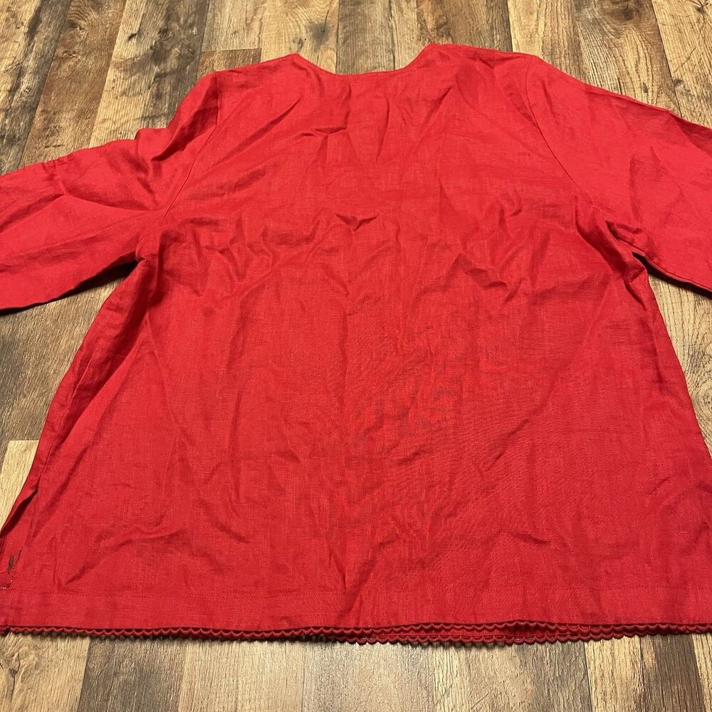 Johnny Was Women's Size XL Messine V Neck Linen Embroidered Floral Tunic Blouse - Picture 12 of 13